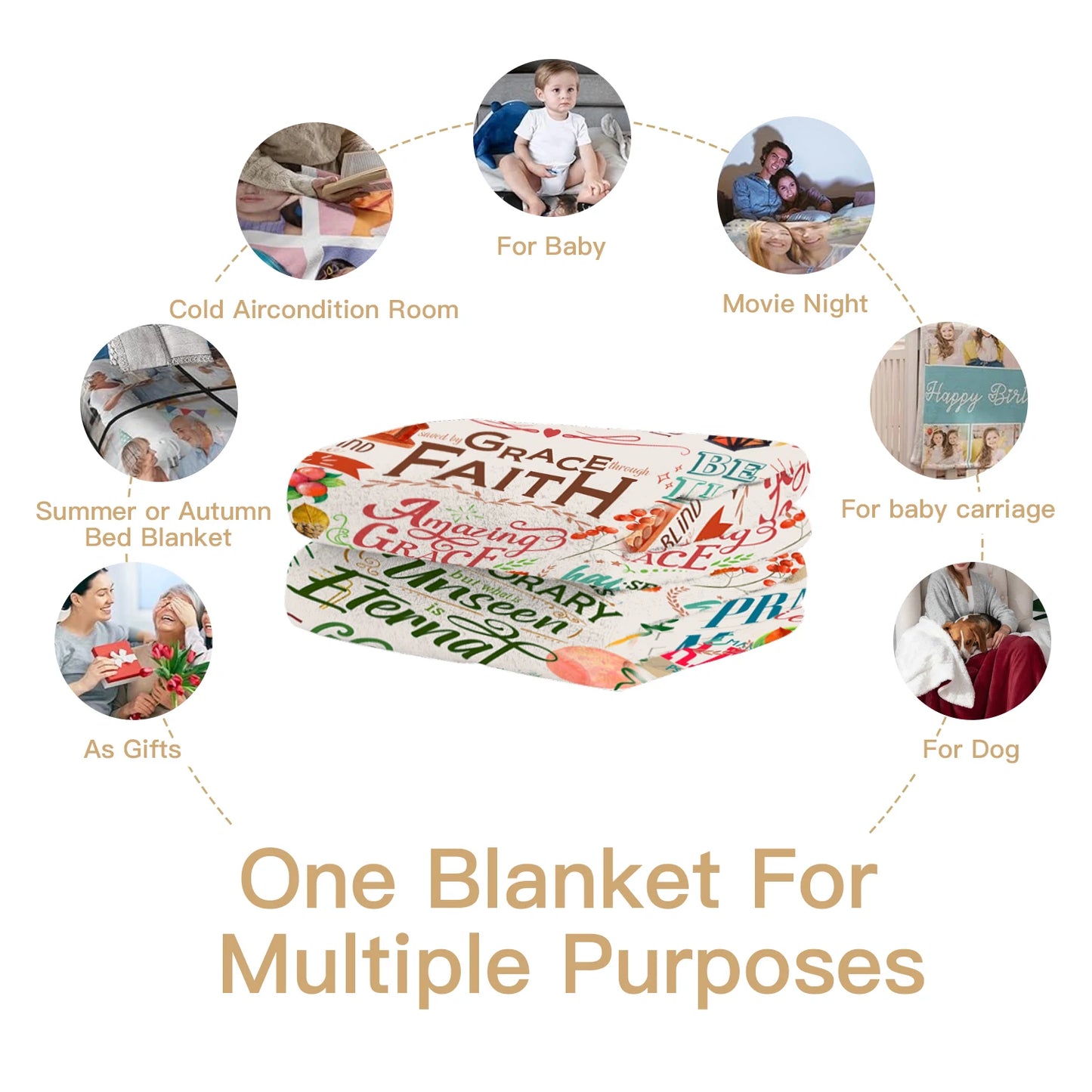 Inspirational Fluffy Faith and Scripture Fleece Blanket