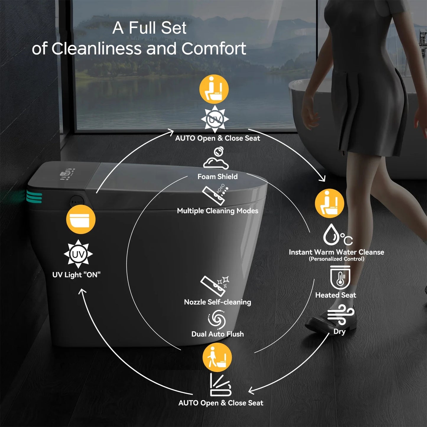 Smart Toilet With Built-in Warm Water Bidet