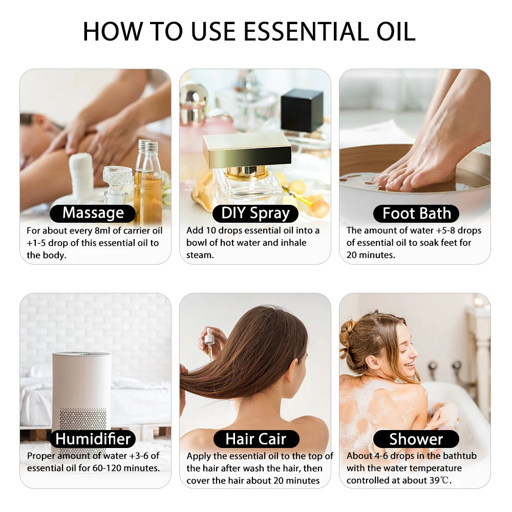 Pure & Natural Essential Oils for Humidifier Diffuser