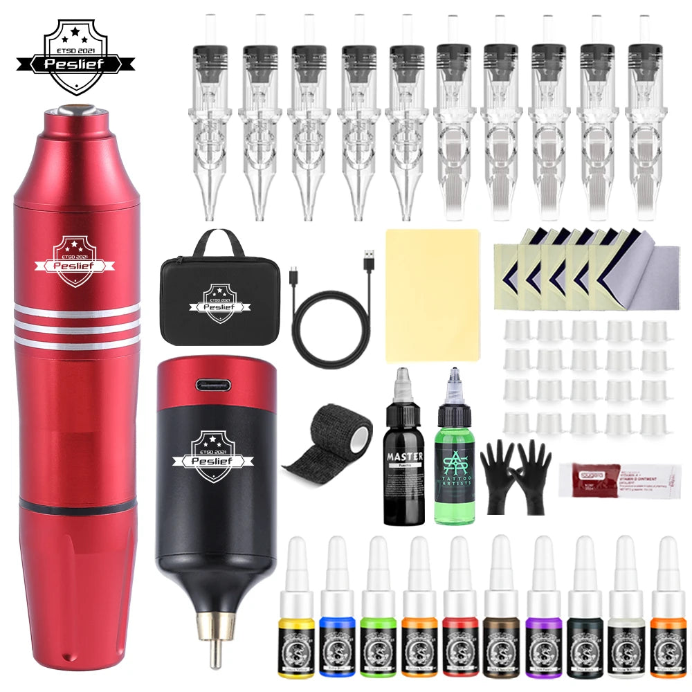 1300m Professional LED Cordless Tattoo Machine (55 piece)