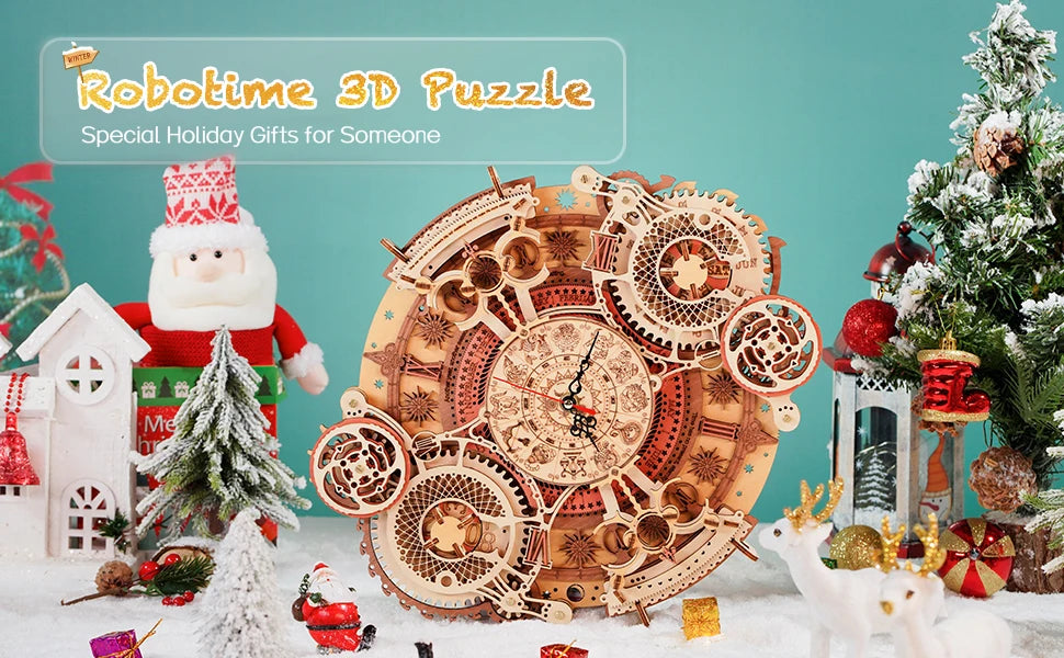 3D Wooden Clock Puzzle Set