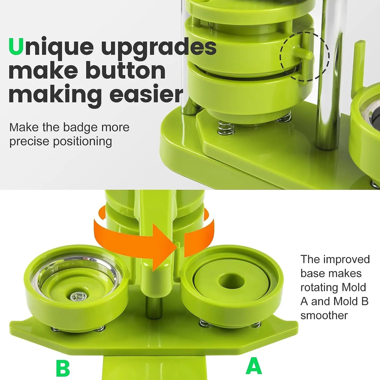 HTVRONT Button & Badge Maker w/ Ergonomic Arc Handle Punch Press