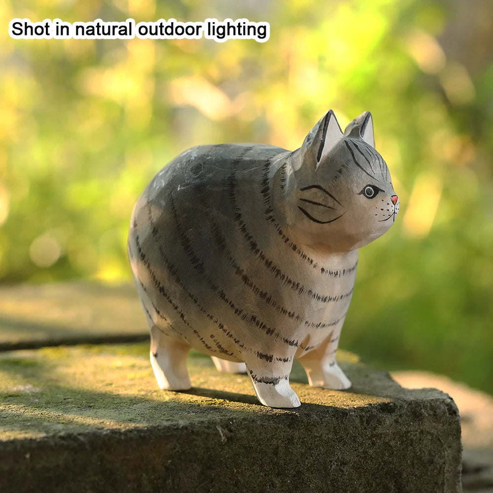 Handcrafted wood carving Home decorations decoraciones para el hogar desk accessories room decor Handmade Cat statue fathers day