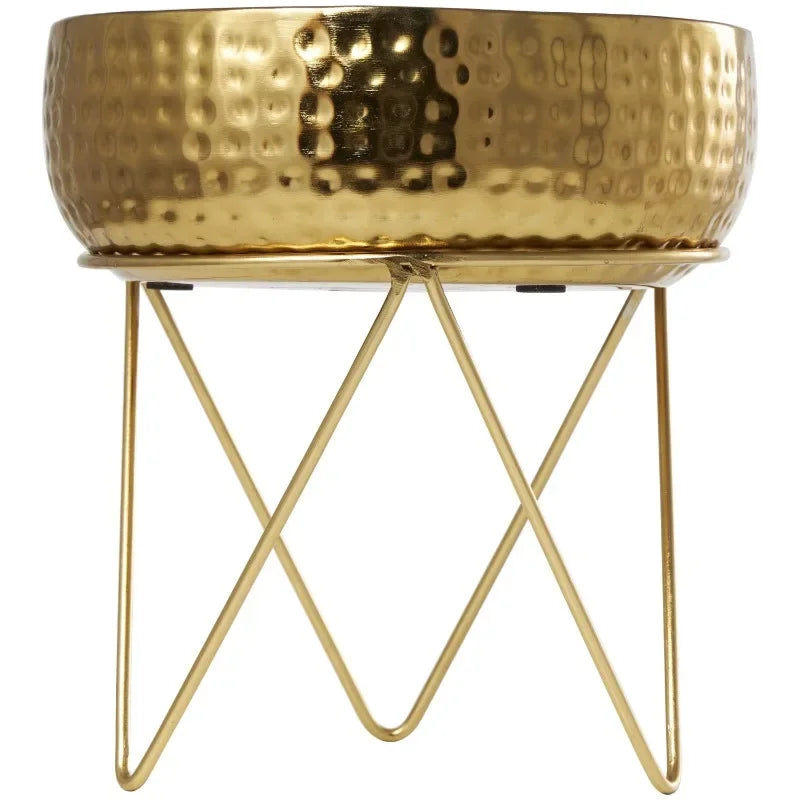 Tall Hammered Gold Metal Rose Scented Candle