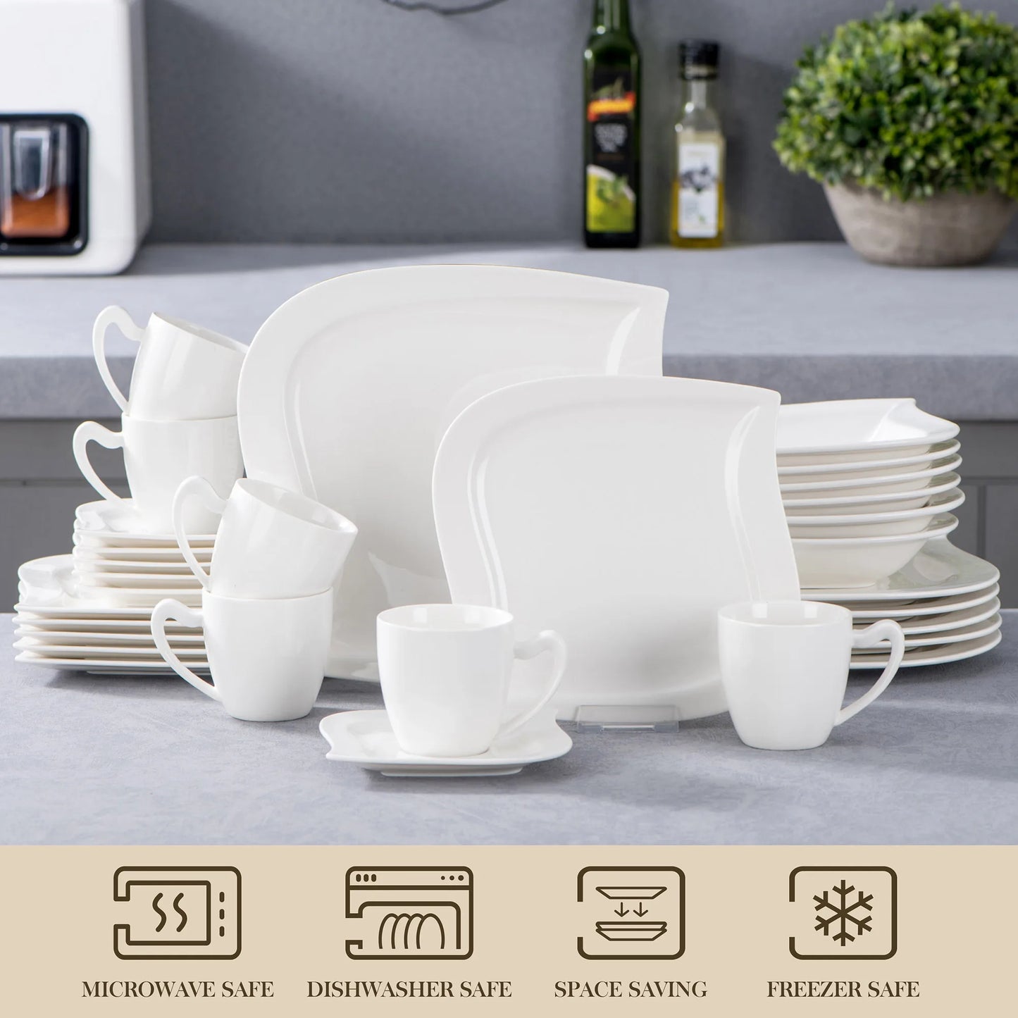 White Porcelain Tableware Service (30/60 Piece)