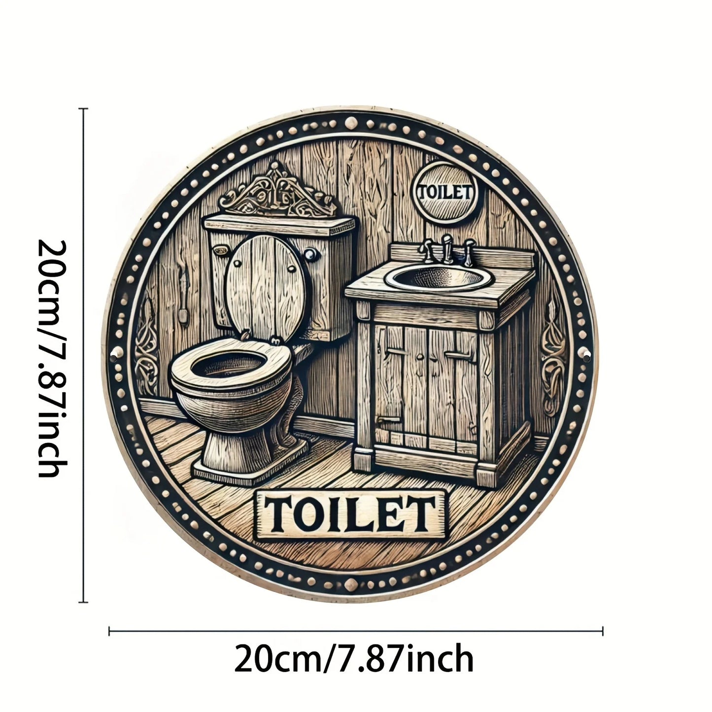 Vintage Rustic Wooden Toilet & Sink Aluminum Sign