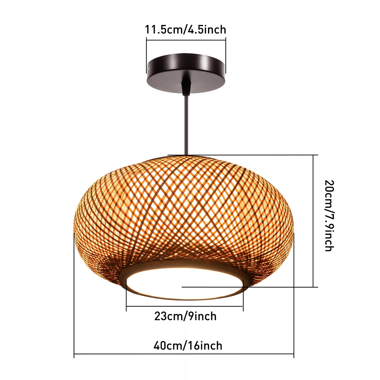 LED Hanging Lamp With Wicker Lampshade