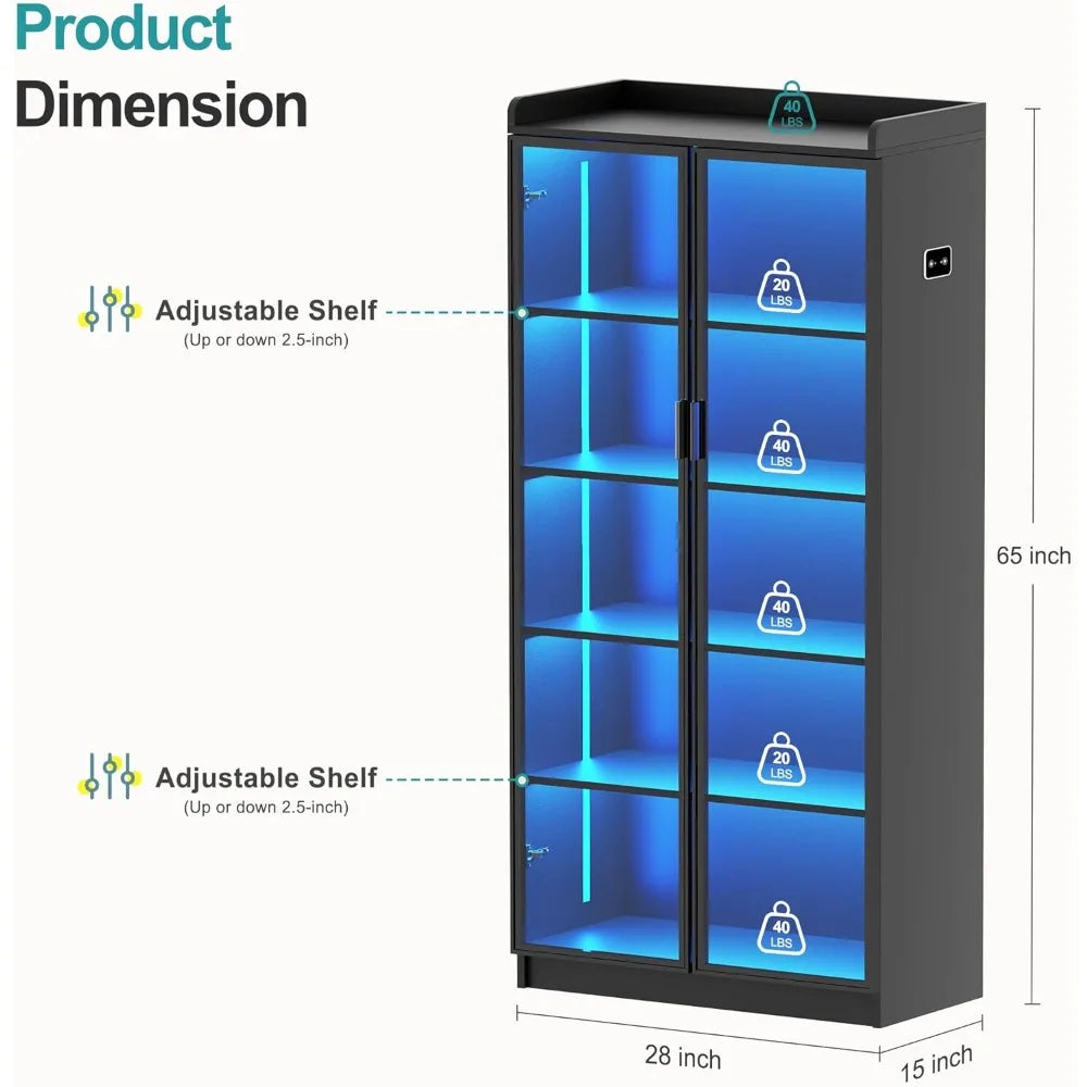5 Tier LED Bookcase Display Cabinet