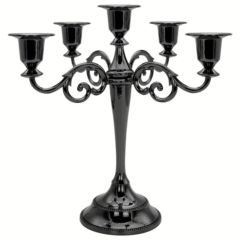 Five-Arm Matte Black Candelabra
