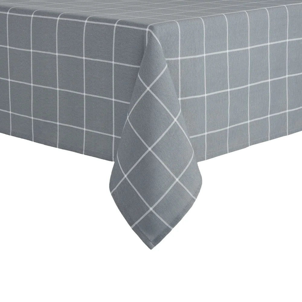 Elegant Windowpane Cotton Polyester Tablecloth (Easy Care)