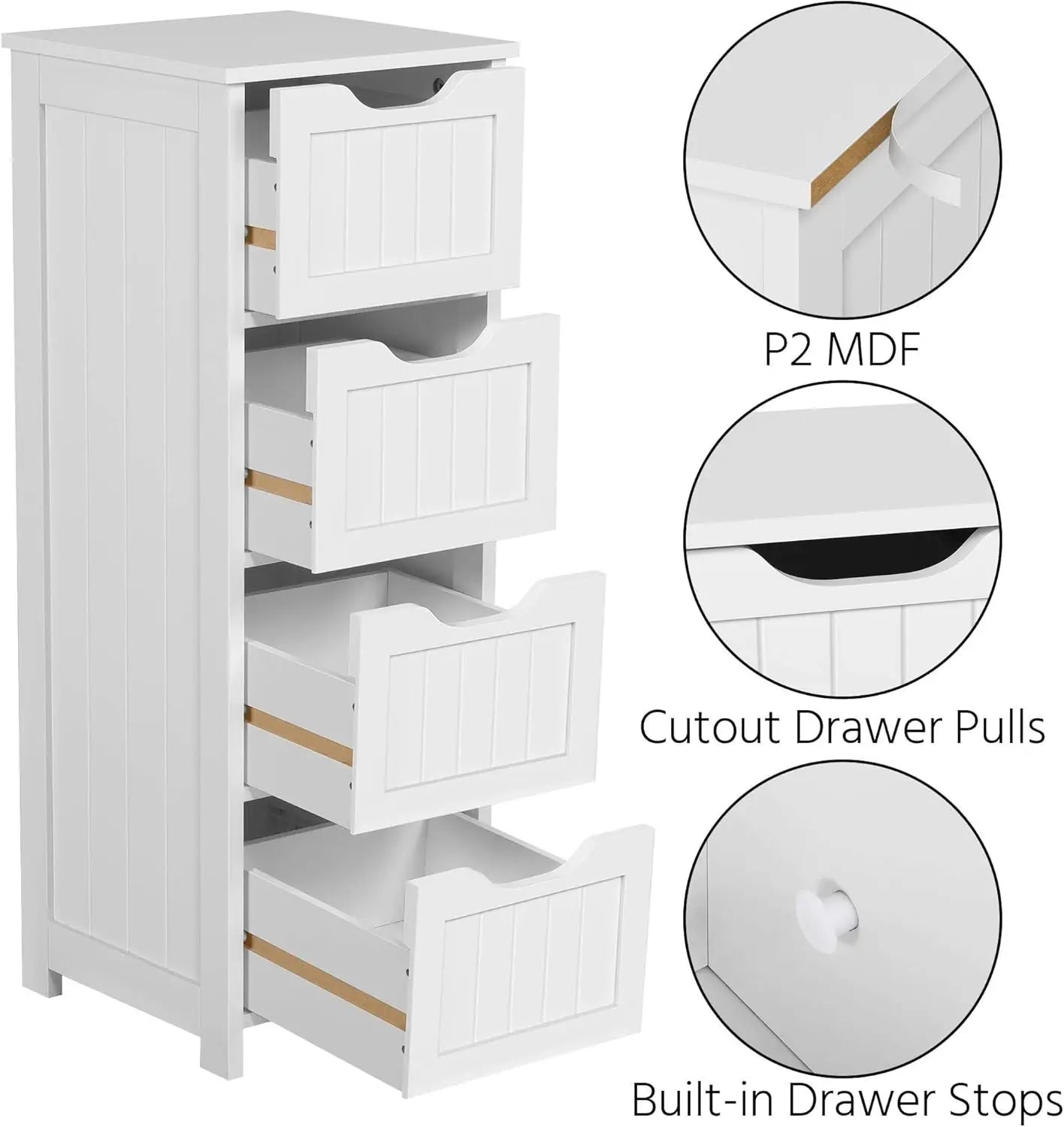 4-Tier Wooden Side Storage Cabinet Organizer