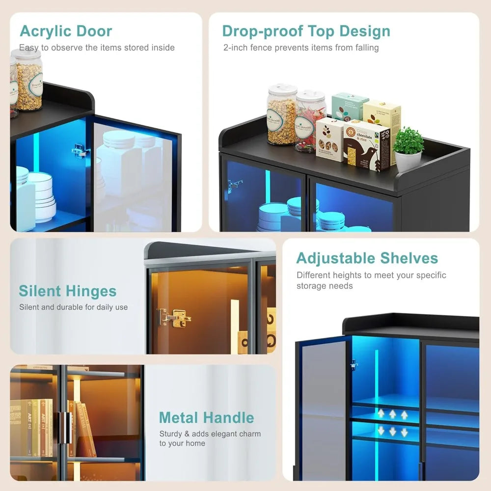 5 Tier LED Bookcase Display Cabinet