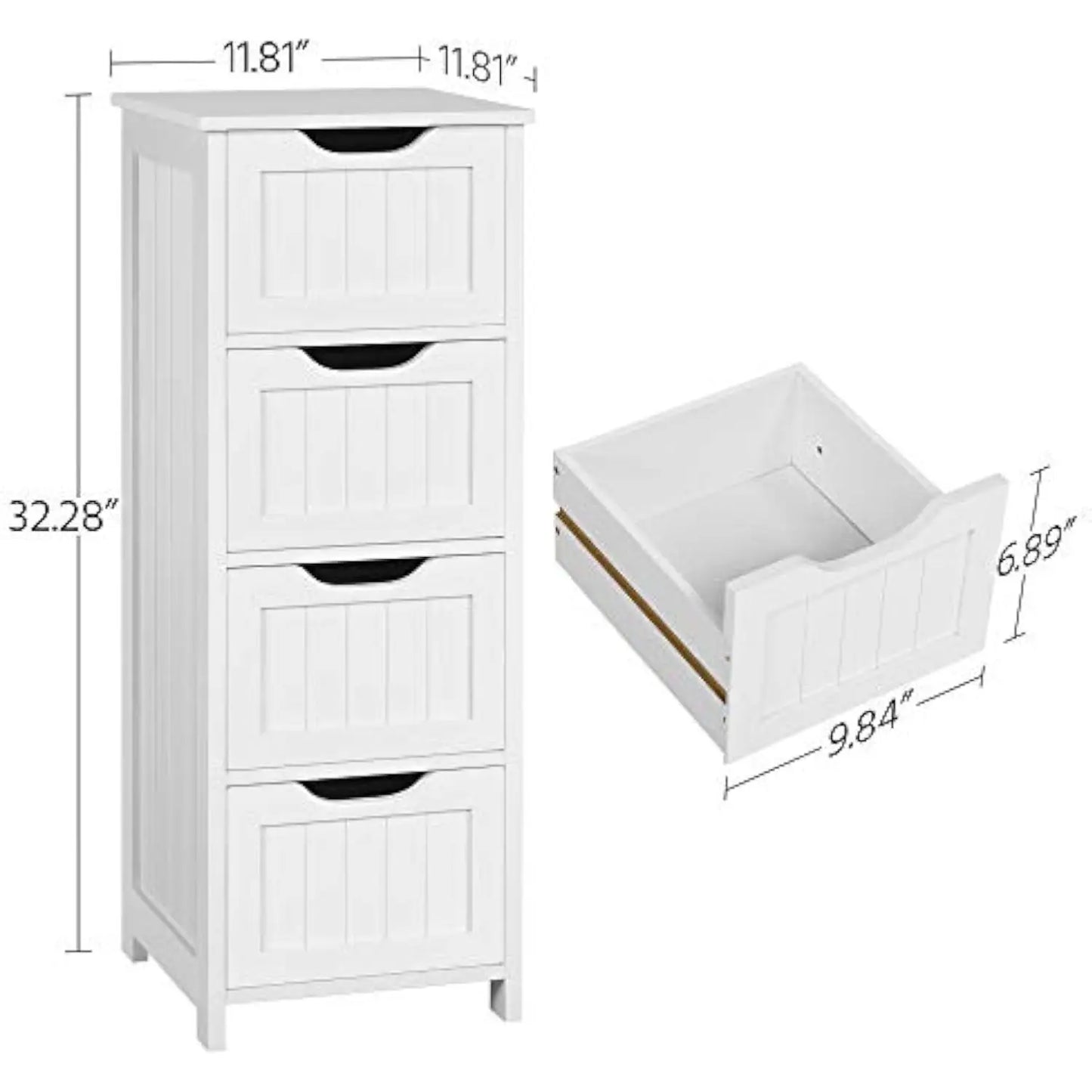 4-Tier Wooden Side Storage Cabinet Organizer