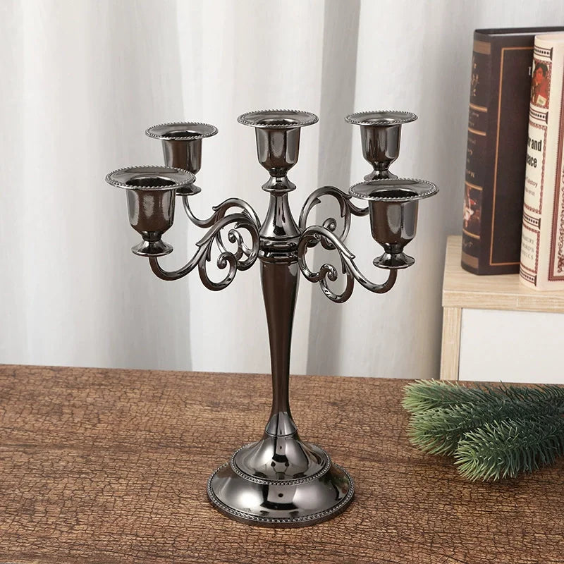 Five-Arm Matte Black Candelabra