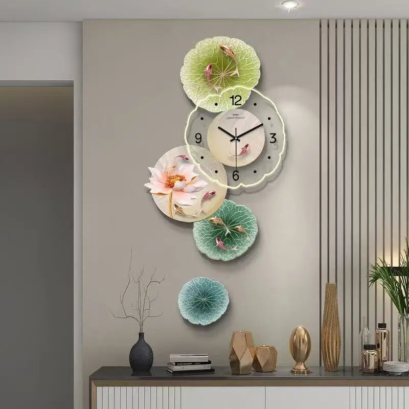 High-End Decorative Painting Wall Lamp clock