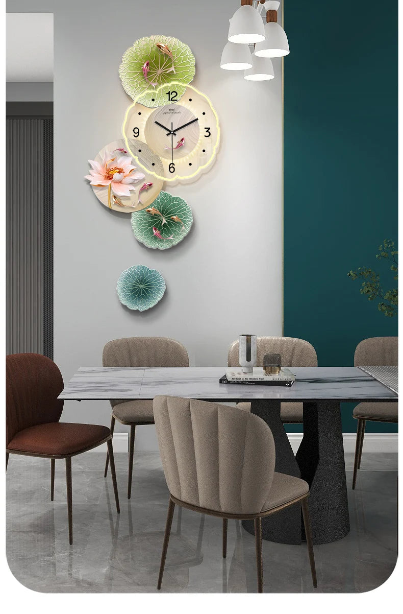 High-End Decorative Painting Wall Lamp clock