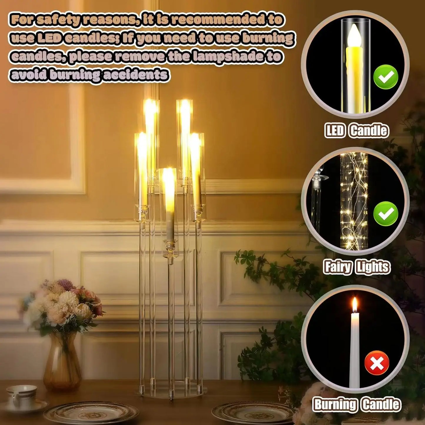 Set Of LED Acrylic Candelabra Centerpieces (4 In All)