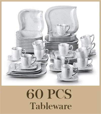 White Porcelain Tableware Service (30/60 Piece)
