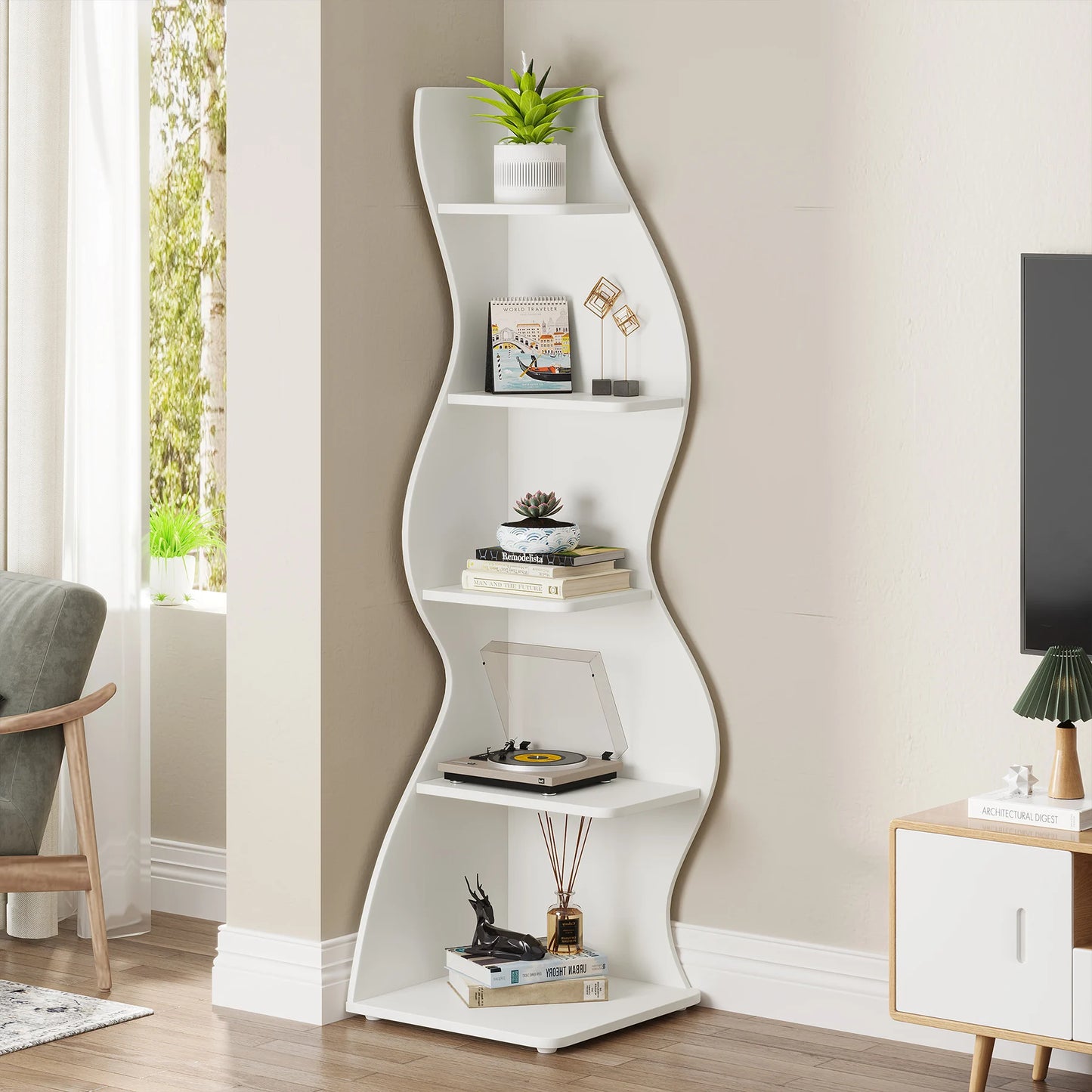 Modern 5-Tier Melted Design Corner Storage Rack & Plant Stand