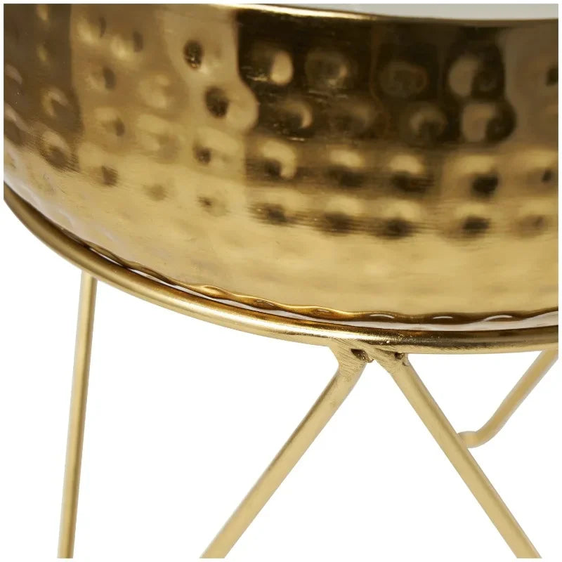 Tall Hammered Gold Metal Rose Scented Candle