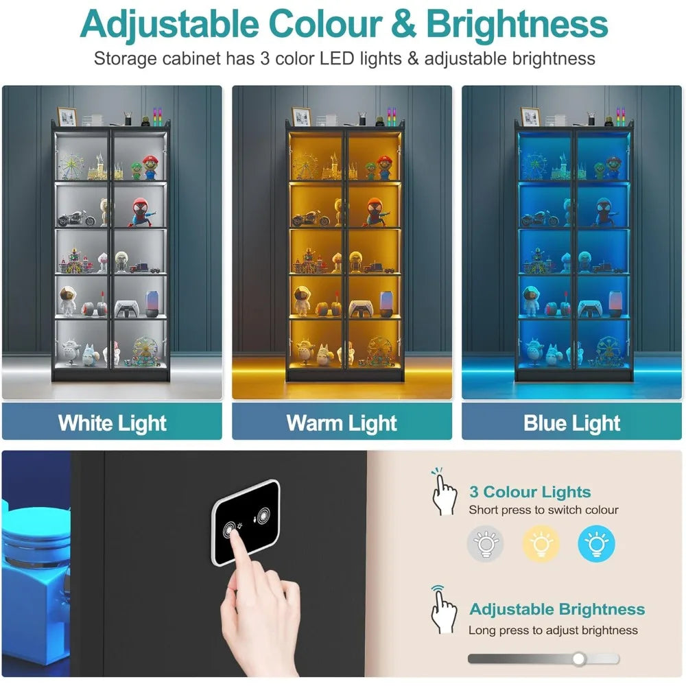 5 Tier LED Bookcase Display Cabinet