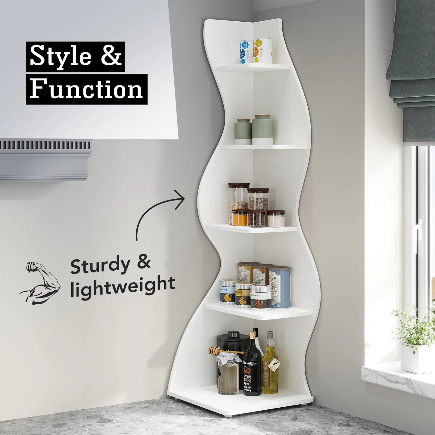 Modern 5-Tier Melted Design Corner Storage Rack & Plant Stand