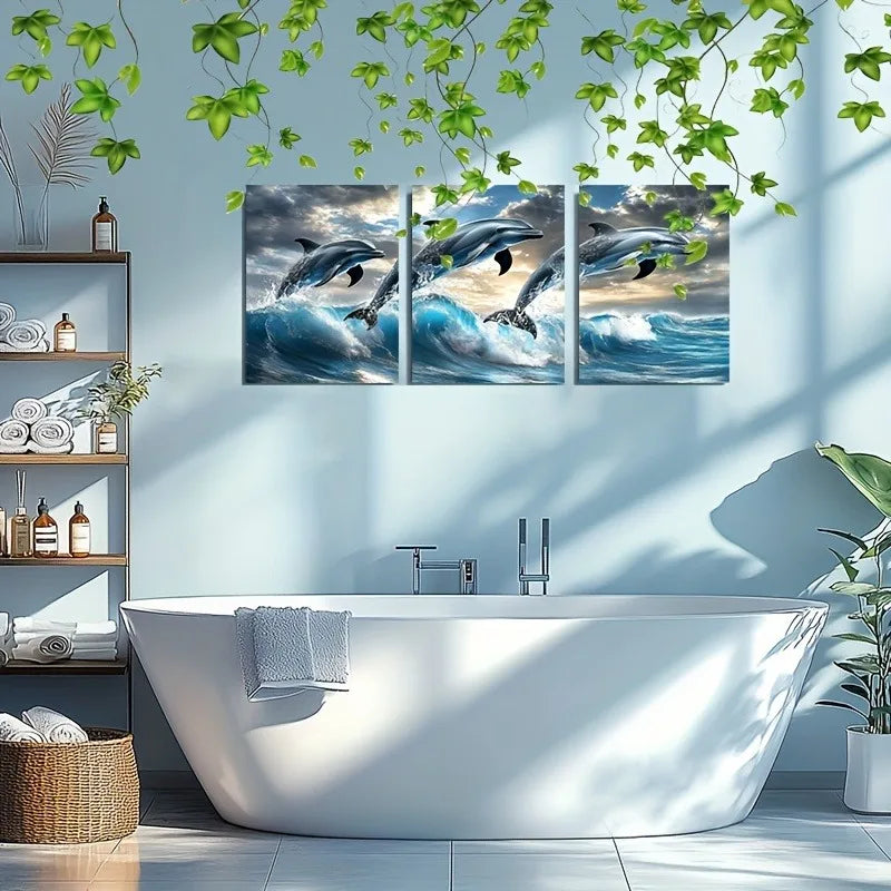 Vibrant Jumping Dolphin Canvas Wall Art