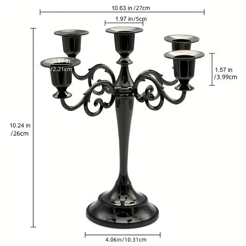 Five-Arm Matte Black Candelabra