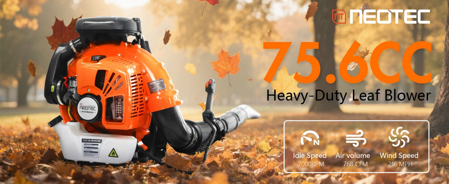 75.6cc Gas Leaf Blower Backpack Leaf Blower
