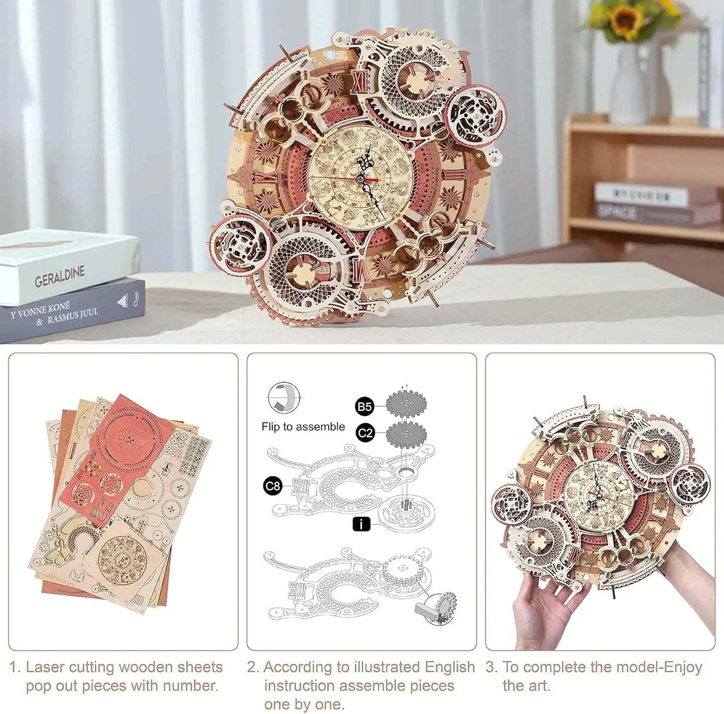 3D Wooden Clock Puzzle Set