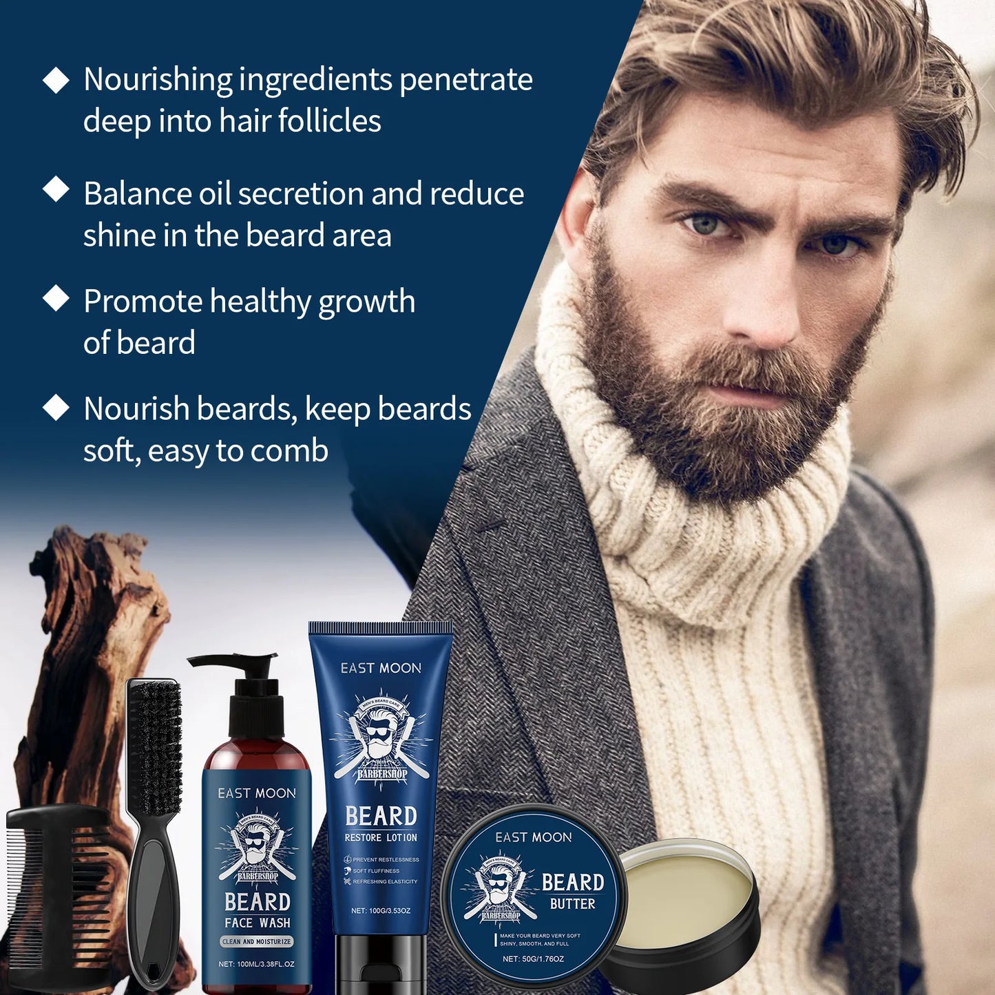 Men's Sandalwood Beard & Moustache Styling Set