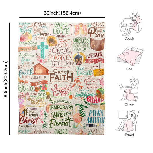 Inspirational Fluffy Faith and Scripture Fleece Blanket