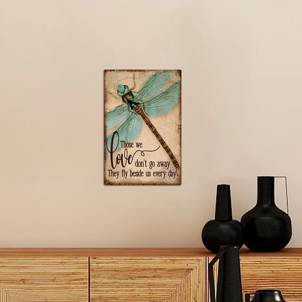 Vintage Dragonfly Motivational Plaque