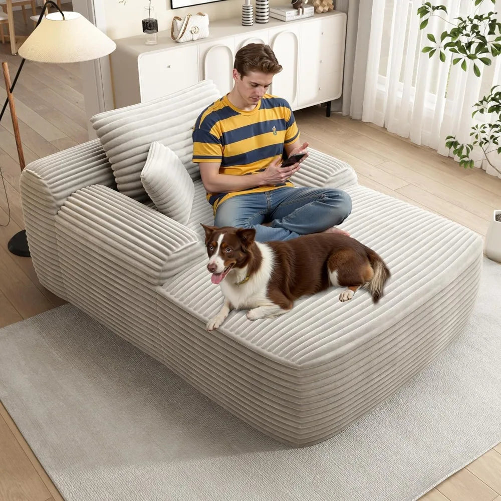 Oversized Chaise Corduroy Lounge Reading Chair