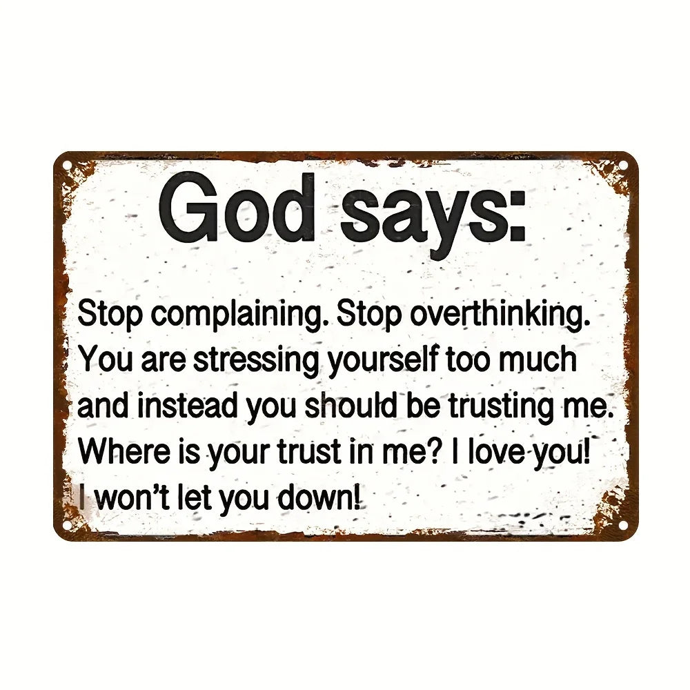 Rustic  "God Says" Metal Wall Sign