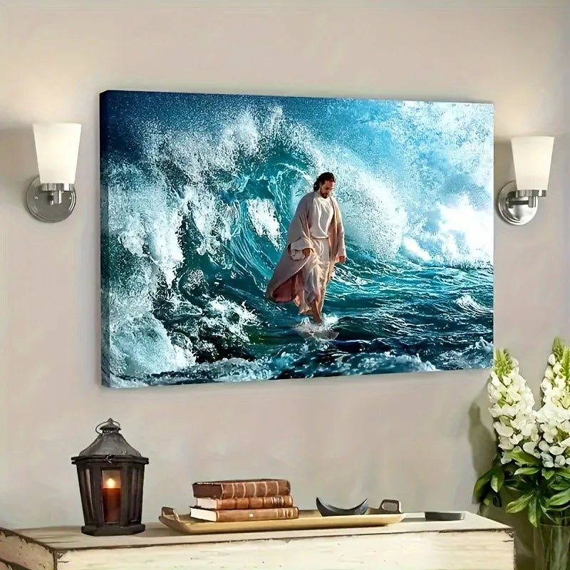 Jesus Walking On The Water; Canvas Painting