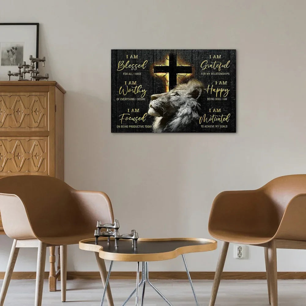 Framed Jesus Lion Canvas Wall Art