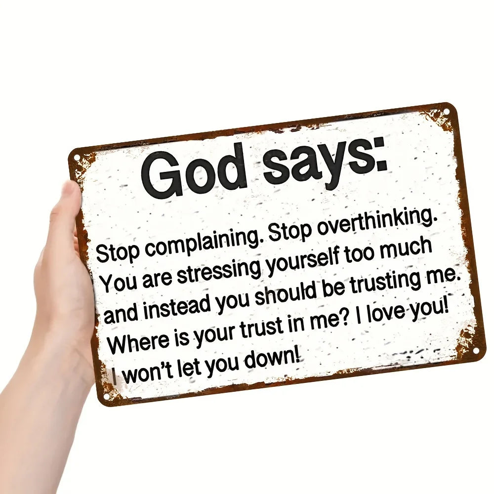 Rustic  "God Says" Metal Wall Sign