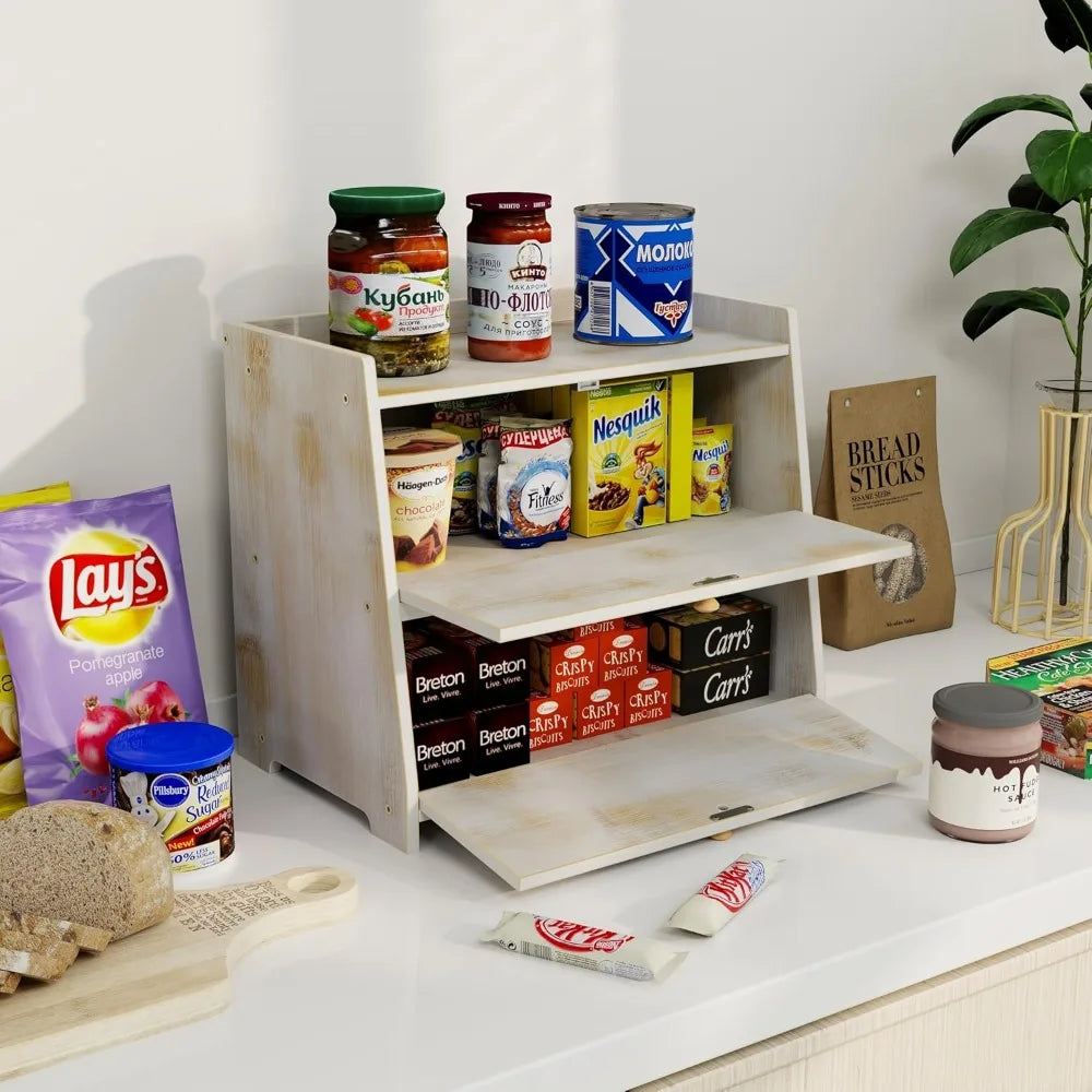 Large Vintage Bamboo Bread Storage Bin