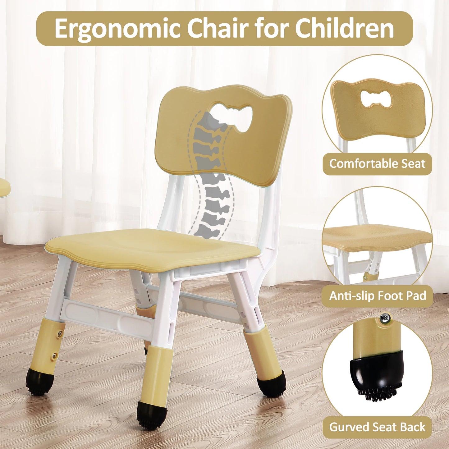 Kids  Adjustable Easy -Wipe Arts & Crafts Table And Chair Set