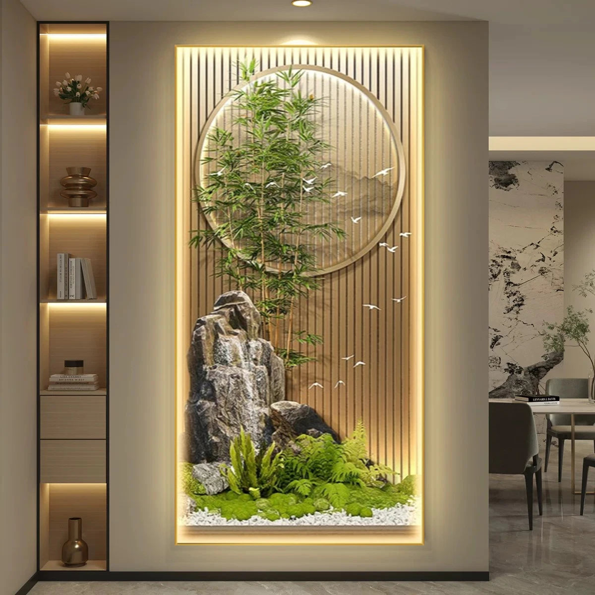 LED Bamboo Landscape Scenery Hanging Paintings Wall Lamp