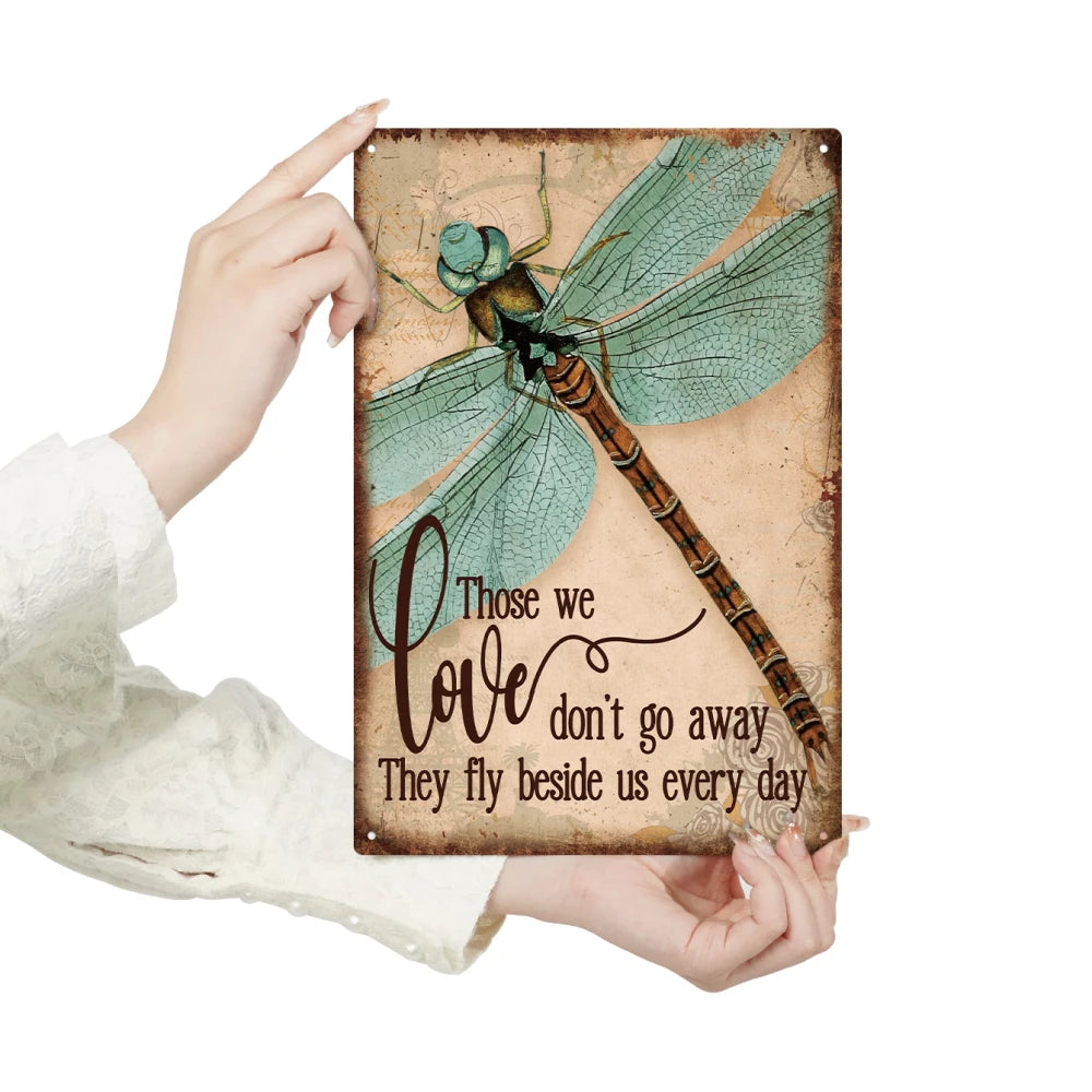 Vintage Dragonfly Motivational Plaque