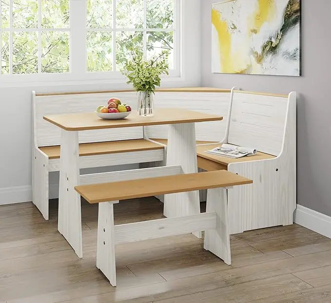 Natural Wood Corner Dinning / Kitchen Bench Set