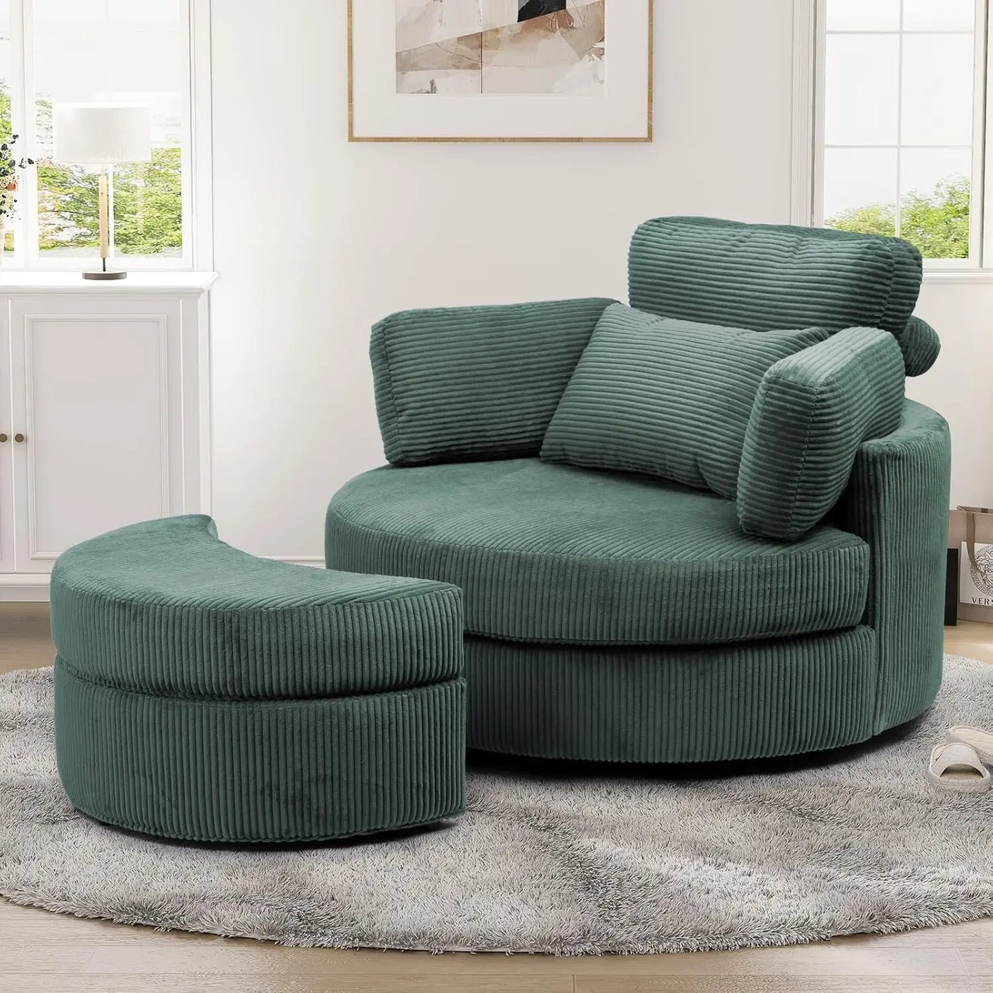 Rotating Lounge Chair With Pillows