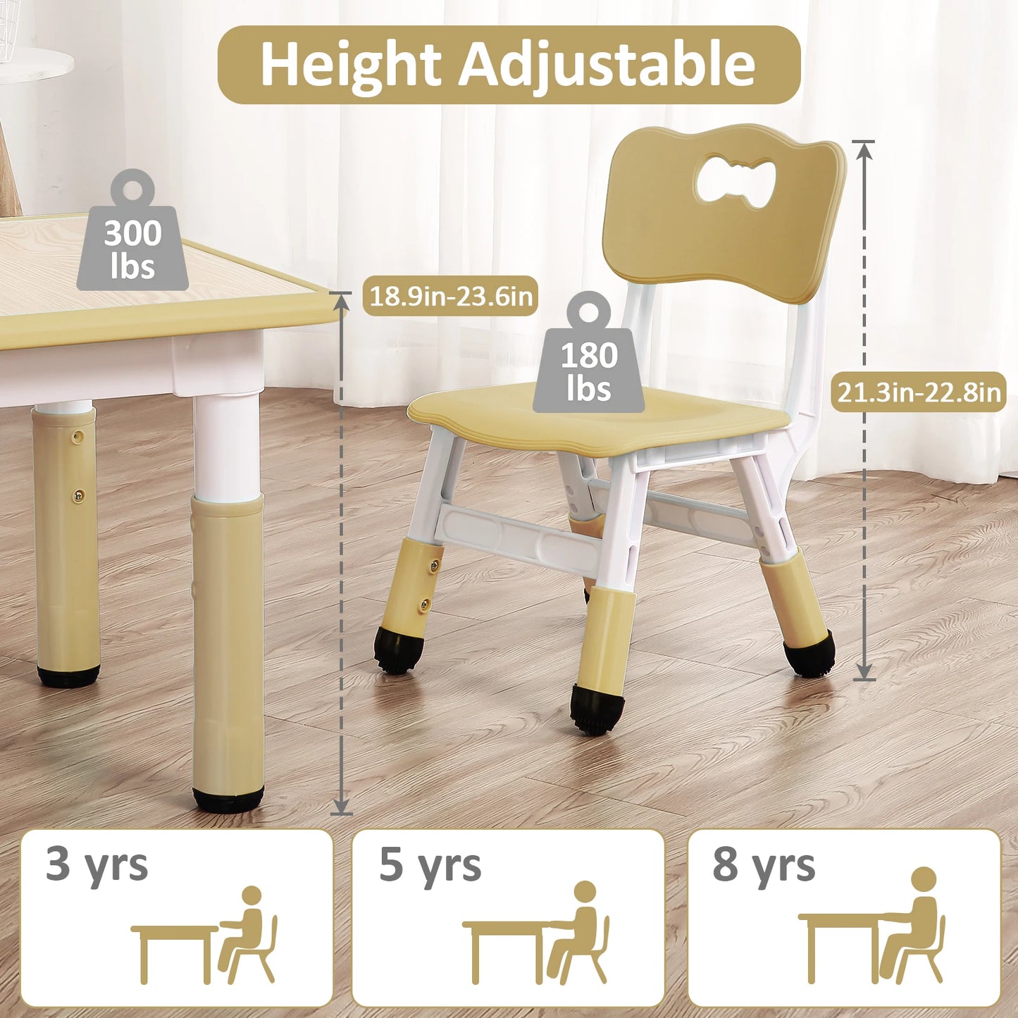 Kids  Adjustable Easy -Wipe Arts & Crafts Table And Chair Set