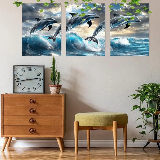 Vibrant  Jumping Dolphin Canvas Wall Art