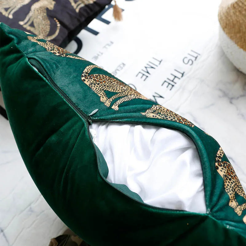 Vintage Dutch Velvet Leopard Print Luxury Fringed (Cushion Cover)