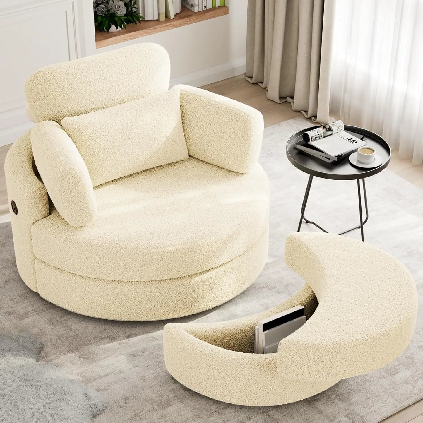 Rotating Lounge Chair With Pillows