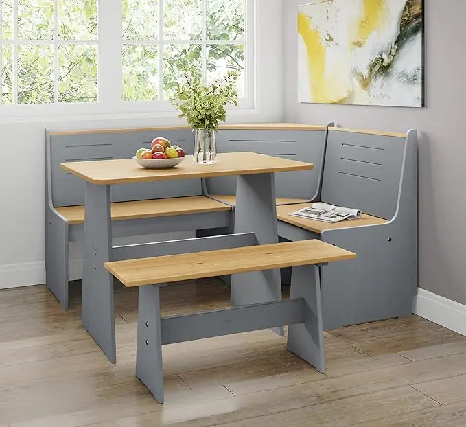 Natural Wood Corner Dinning / Kitchen Bench Set