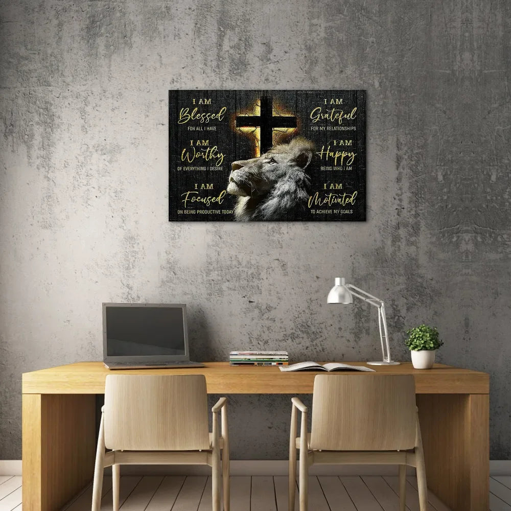 Framed Jesus Lion Canvas Wall Art
